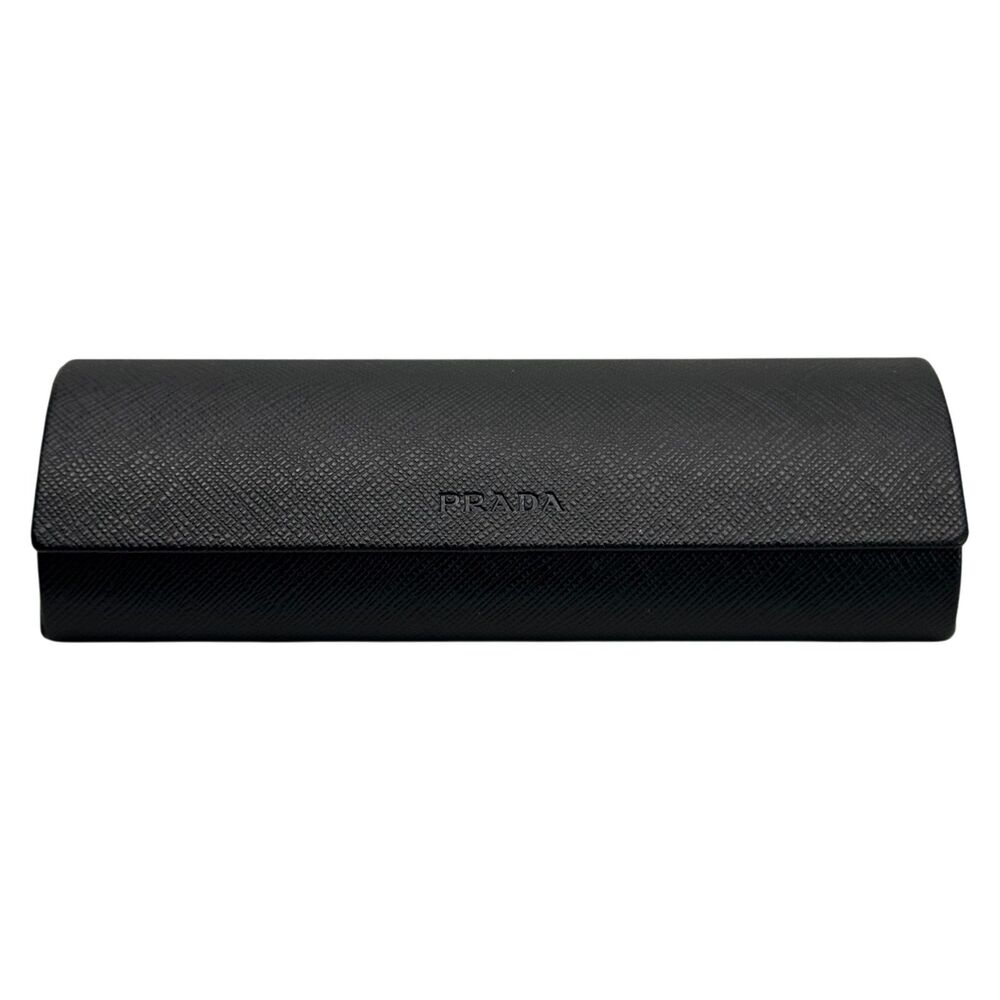 Prada Saffiano Textured Hard Eyeglass Sunglasses Case Black with Cleaning Cloth